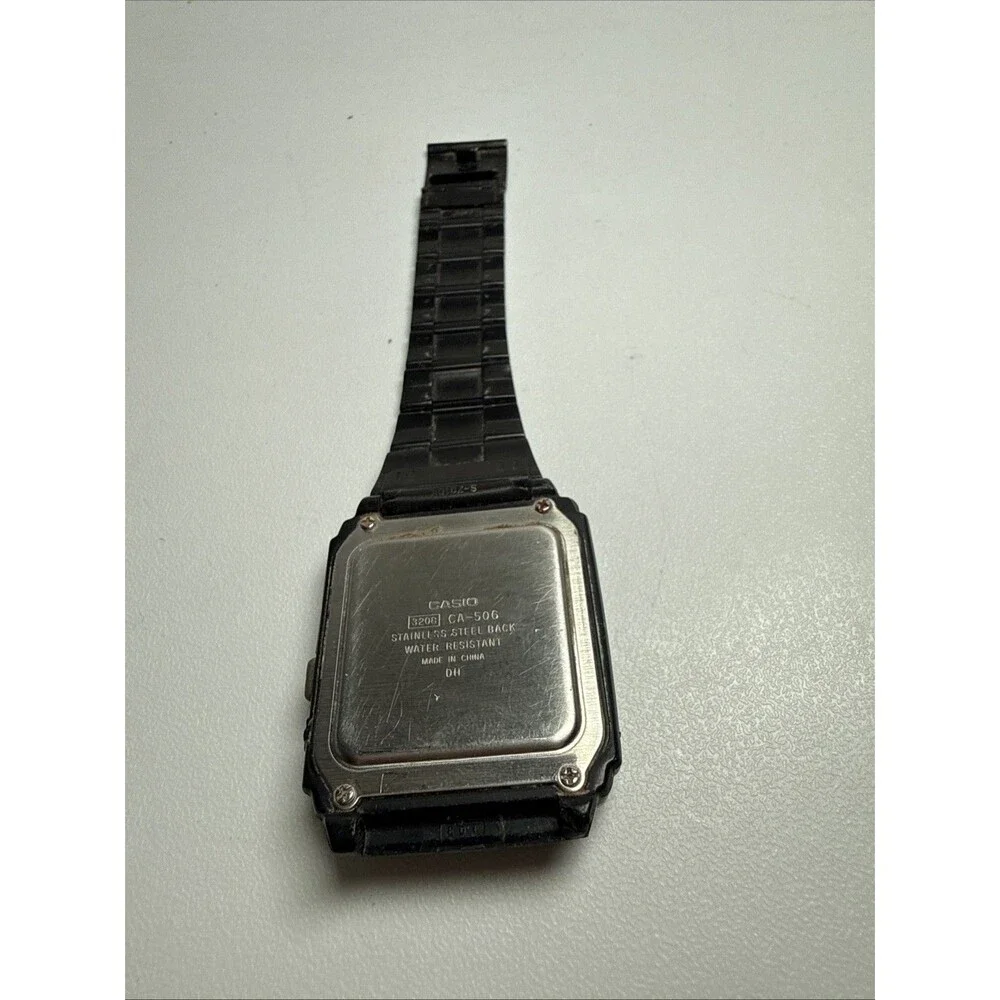 UNTESTED Casio CA-506 Digital Calculator Quartz Watch Black Bracelet